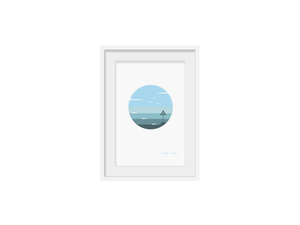 Lee on the Solent - Mini Beach Print Framed (circle design)